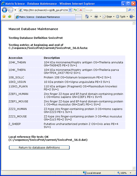 Mascot database maintenance utility